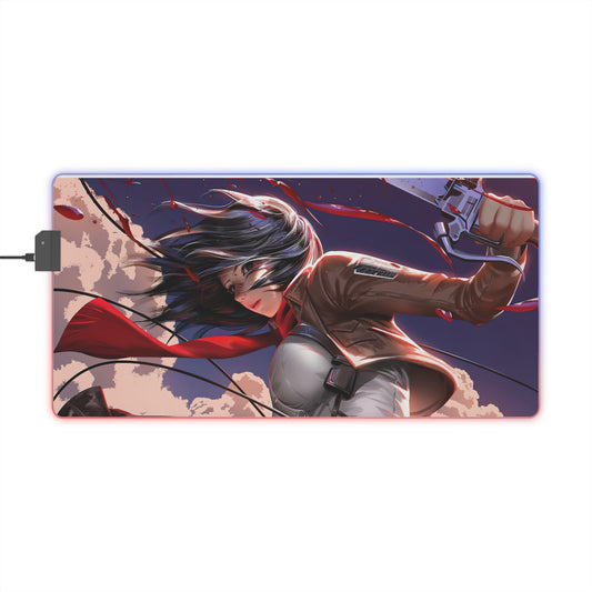 LED Gaming Mouse Pad — Anime Battle Scene RGB Desk Mat