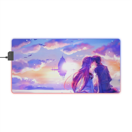 LED Gaming Mouse Pad — Romantic Anime Sunset RGB Desk Mat