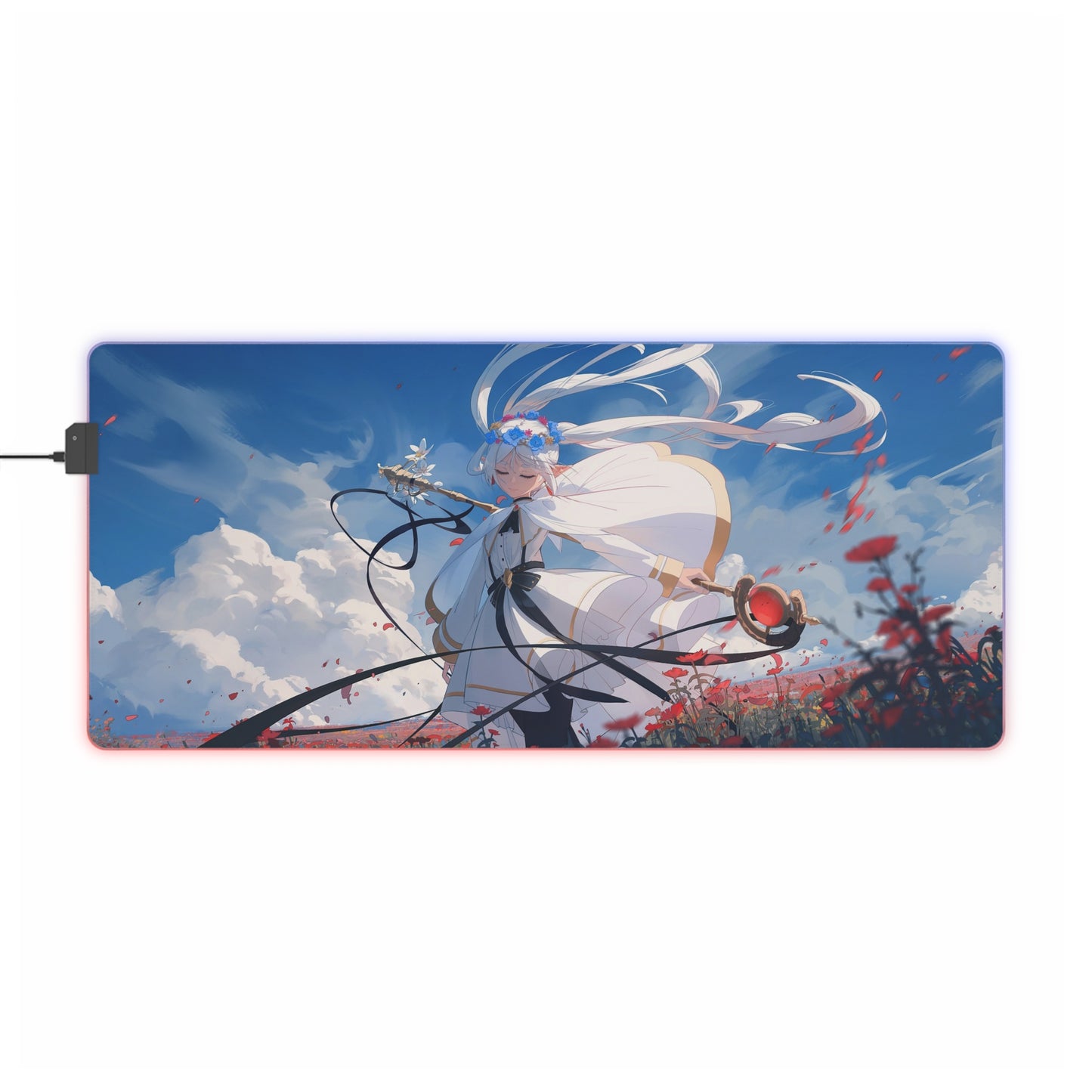 Anime LED Gaming Mouse Pad – Celestial Warrior RGB Desk Mat