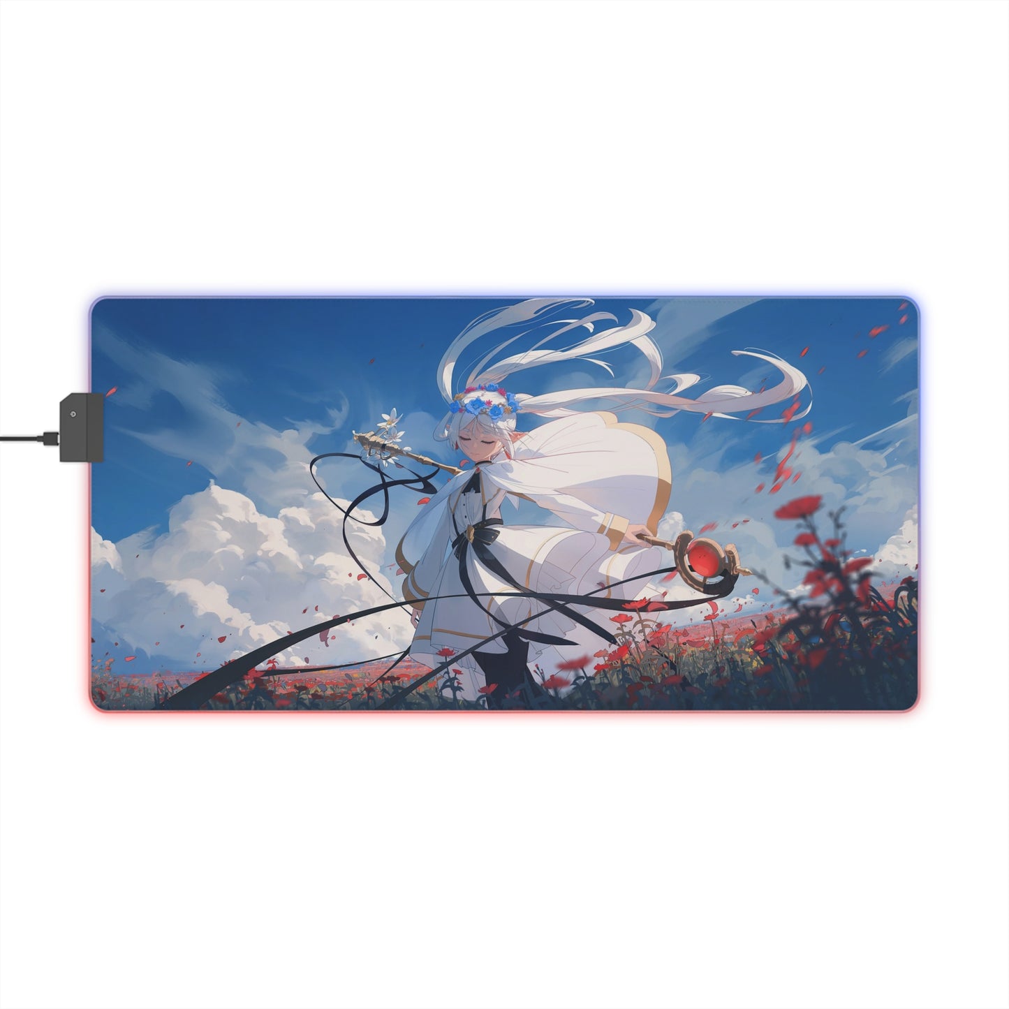 Anime LED Gaming Mouse Pad – Celestial Warrior RGB Desk Mat