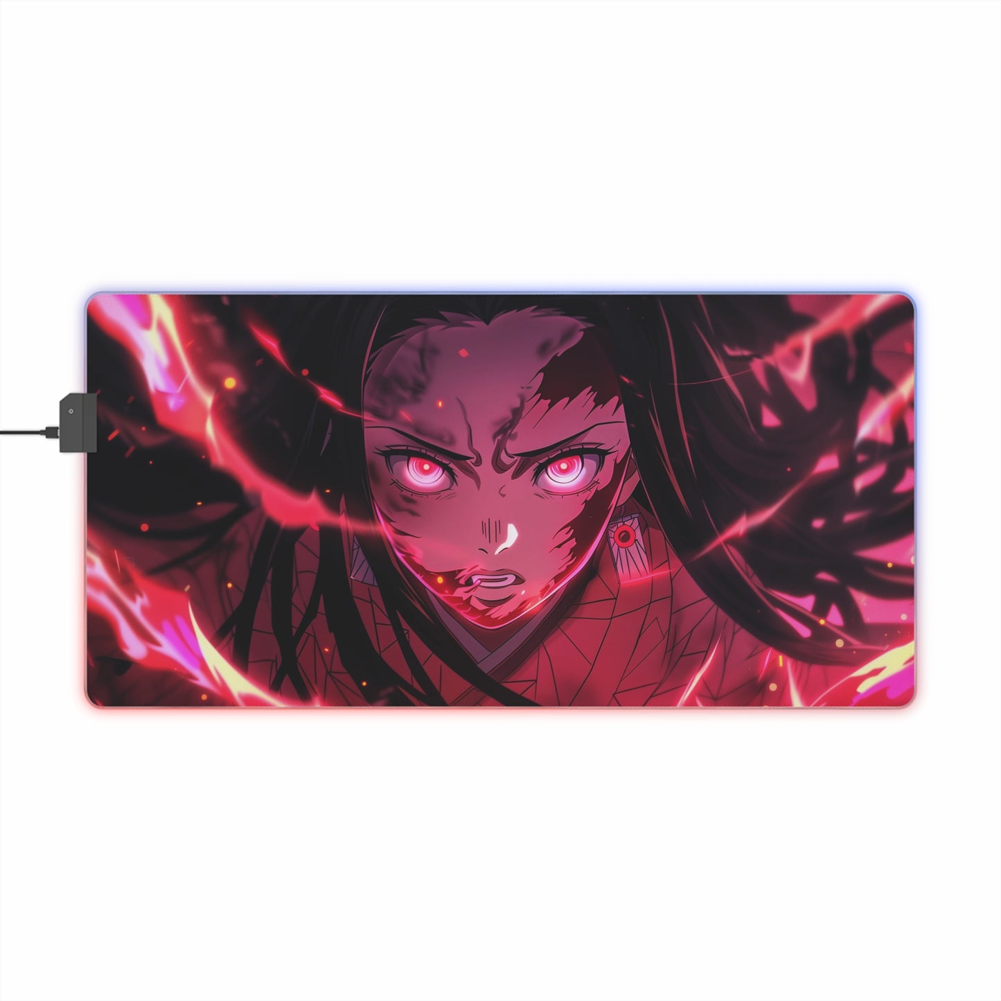 LED Gaming Mouse Pad — Neon Demon Girl Anime RGB Desk Mat