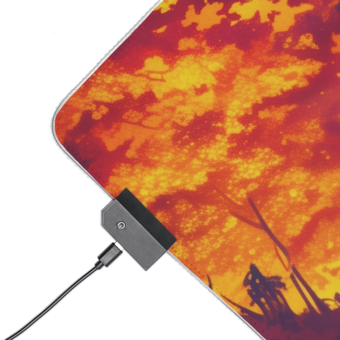 LED Gaming Mouse Pad — Vibrant Sunset Warrior RGB Desk Mat for Gamers