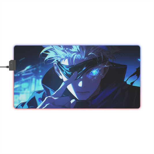 LED Gaming Mouse Pad — Neon Anime Eyes RGB Desk Mat for Gamers