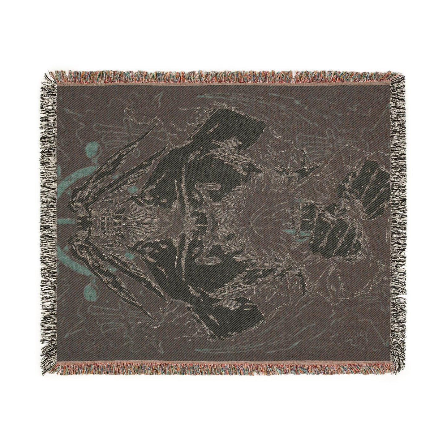 Woven Blanket — Dark Gothic Anatomical Skull Throw for Home Decor