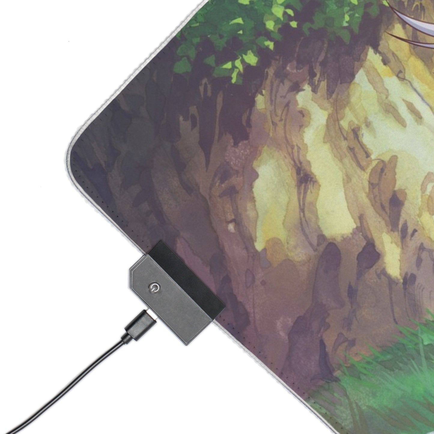 Anime LED Gaming Mouse Pad — Scenic Fantasy Character Desk Mat with RGB Edge Lighting