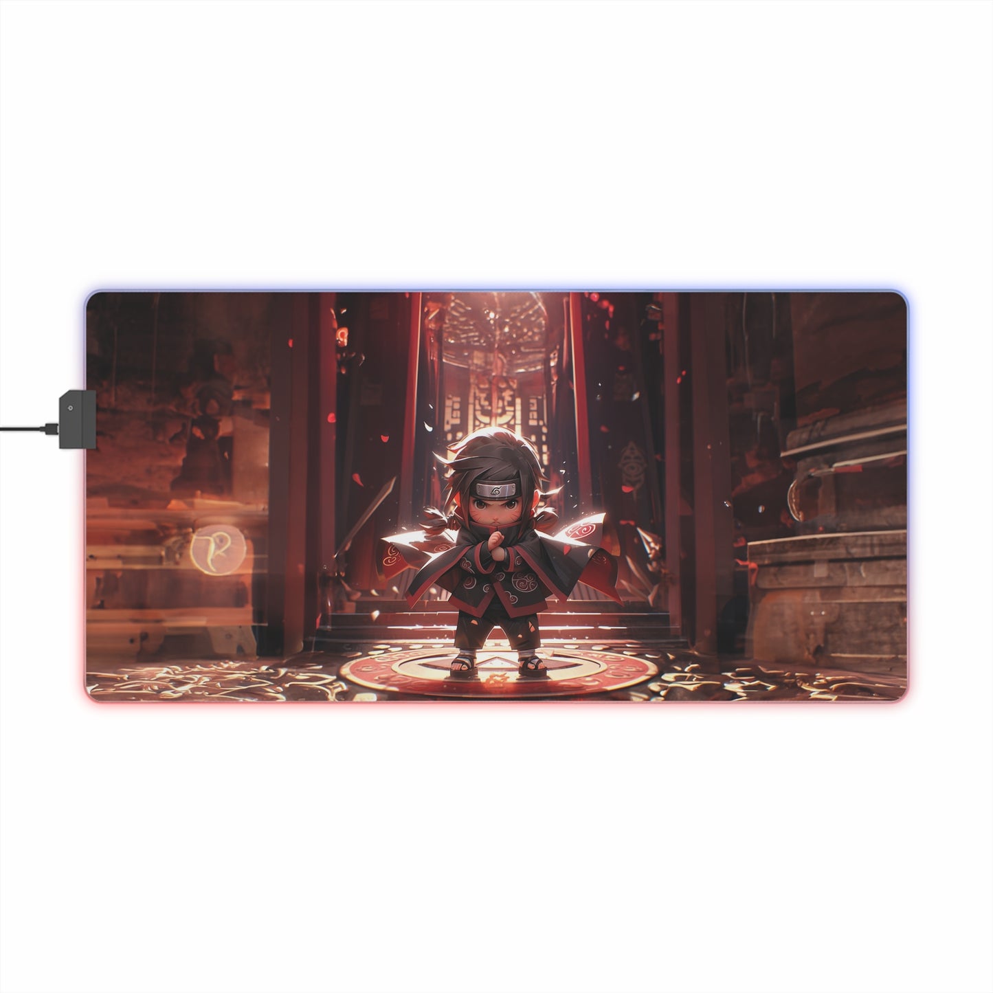 LED Gaming Mouse Pad — RGB Extended Desk Mat with Anime Chibi Ninja Design