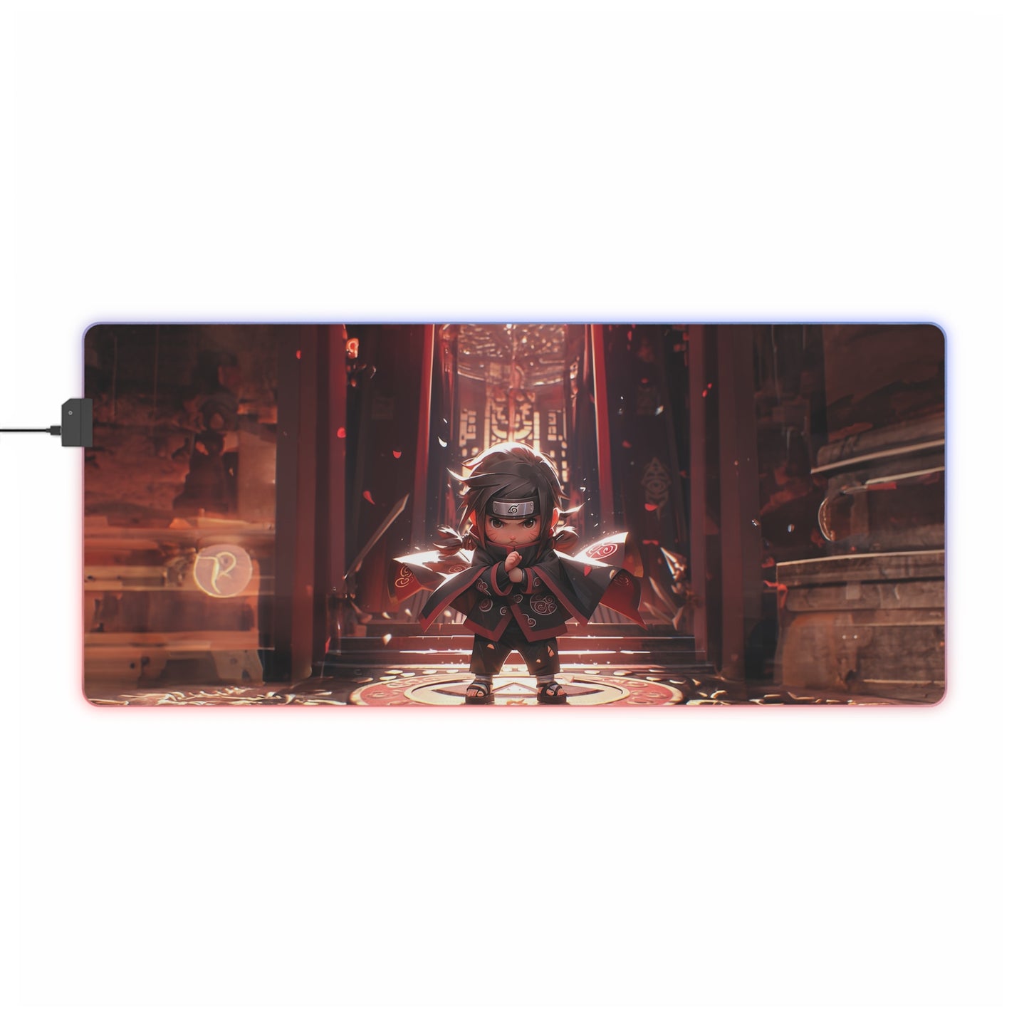LED Gaming Mouse Pad — RGB Extended Desk Mat with Anime Chibi Ninja Design