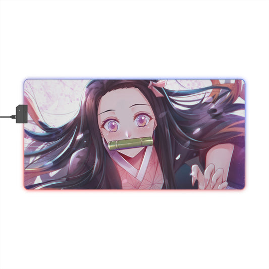 Nezuko Anime LED Gaming Mouse Pad — RGB Extended Desk Mat