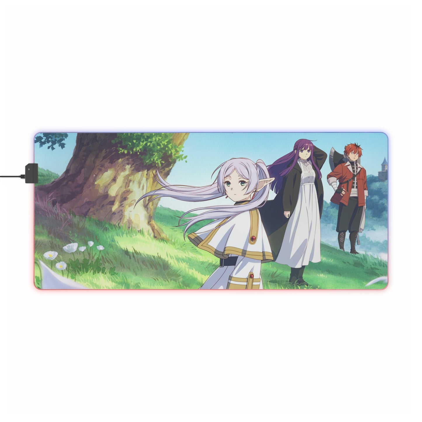 Anime LED Gaming Mouse Pad — Scenic Fantasy Character Desk Mat with RGB Edge Lighting