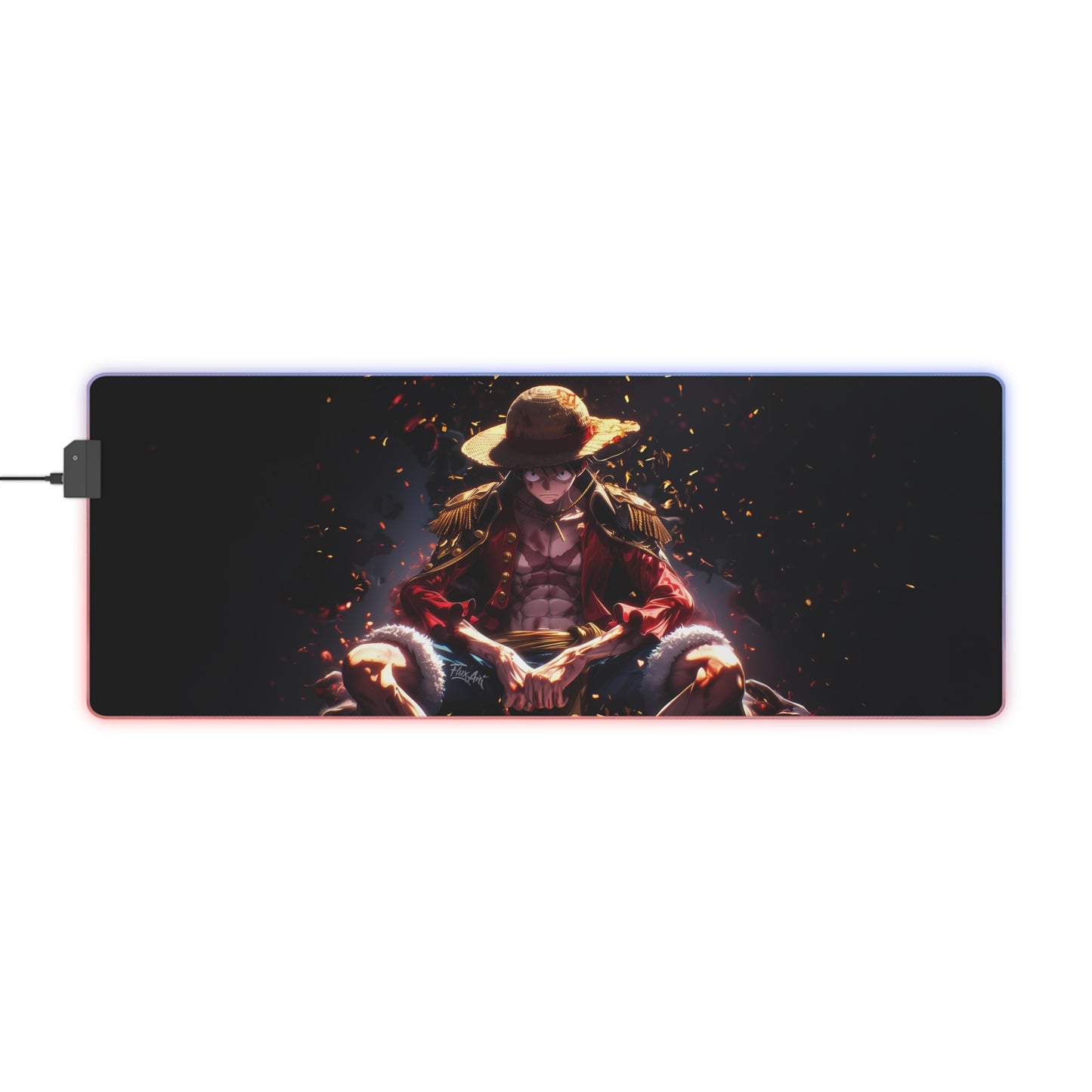 LED Gaming Mouse Pad — Anime Straw Hat Warrior RGB Desk Mat
