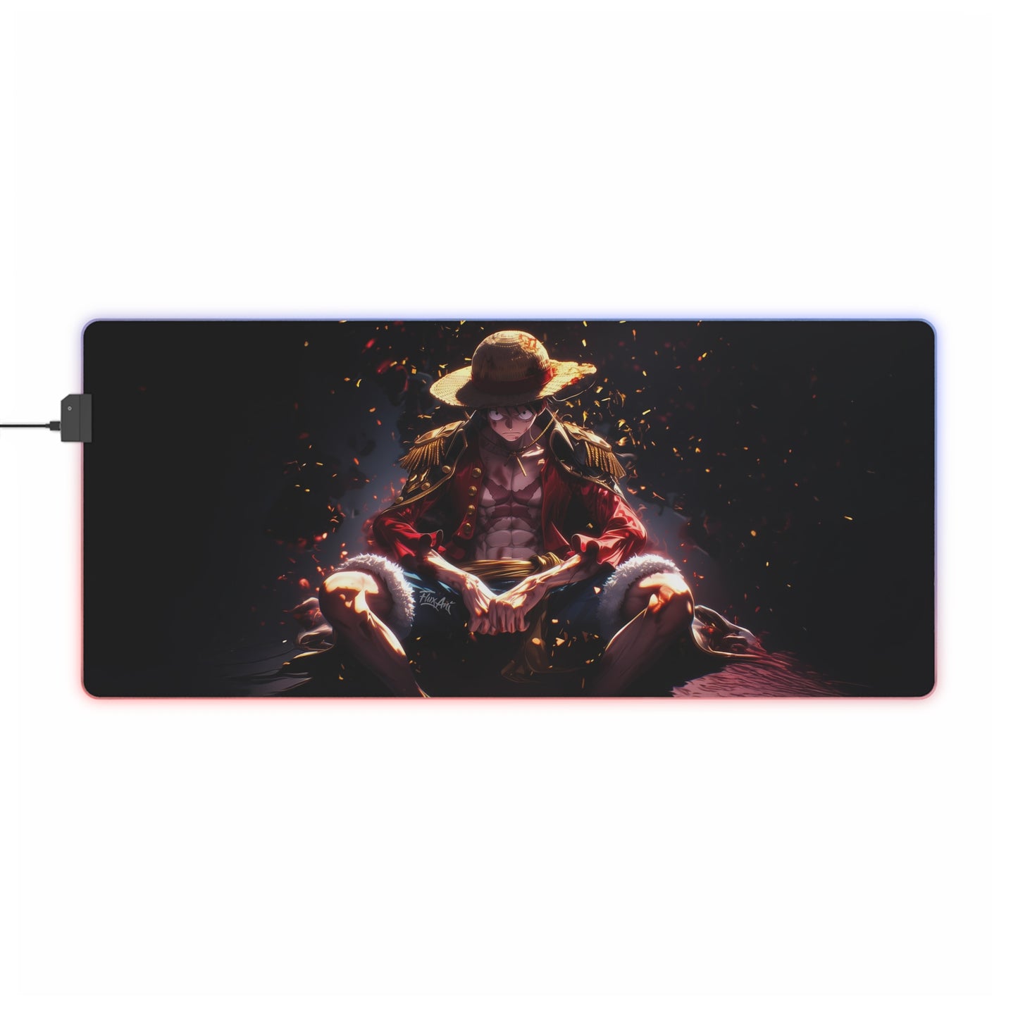 LED Gaming Mouse Pad — Anime Straw Hat Warrior RGB Desk Mat