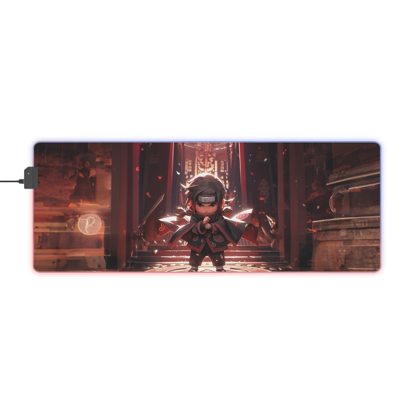 LED Gaming Mouse Pad — RGB Extended Desk Mat with Anime Chibi Ninja Design