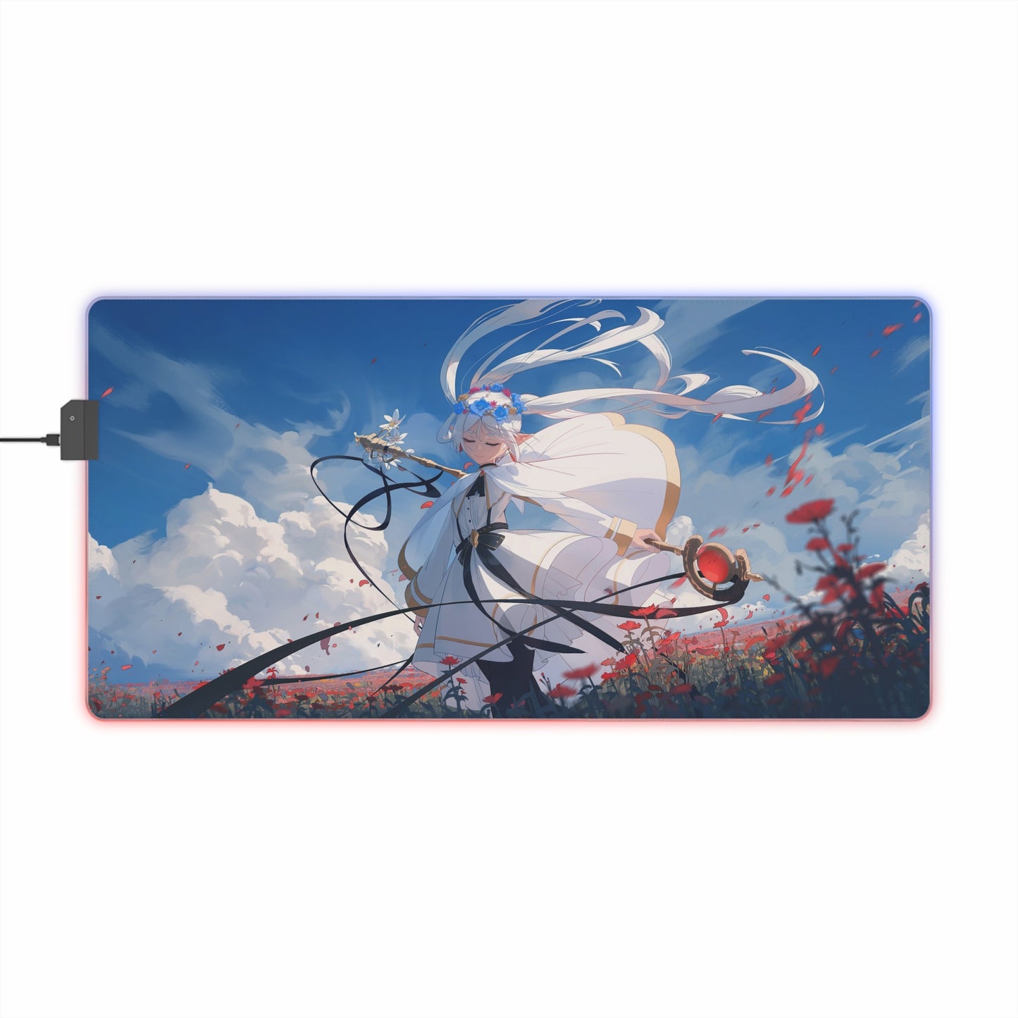 Anime LED Gaming Mouse Pad – Celestial Warrior RGB Desk Mat