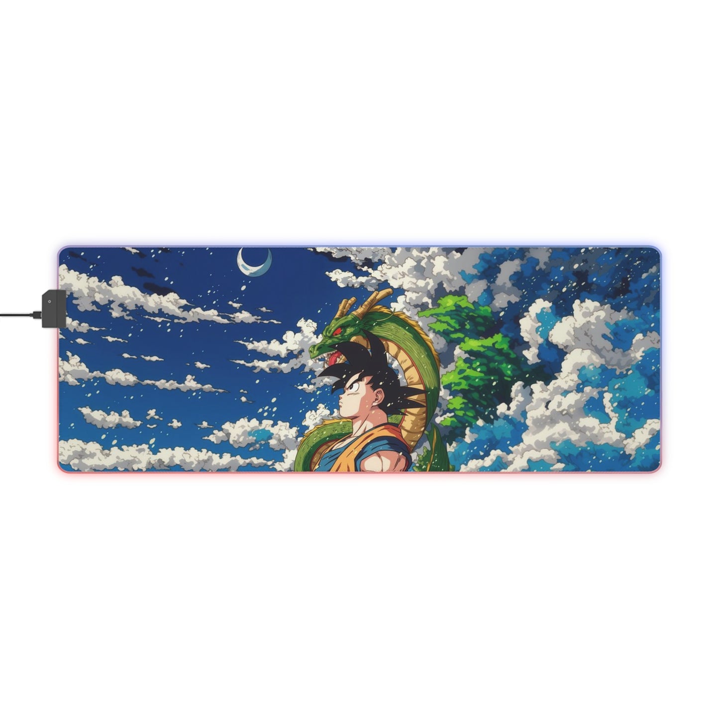 LED Gaming Mouse Pad — Anime Goku & Shenron Night Sky RGB Desk Mat
