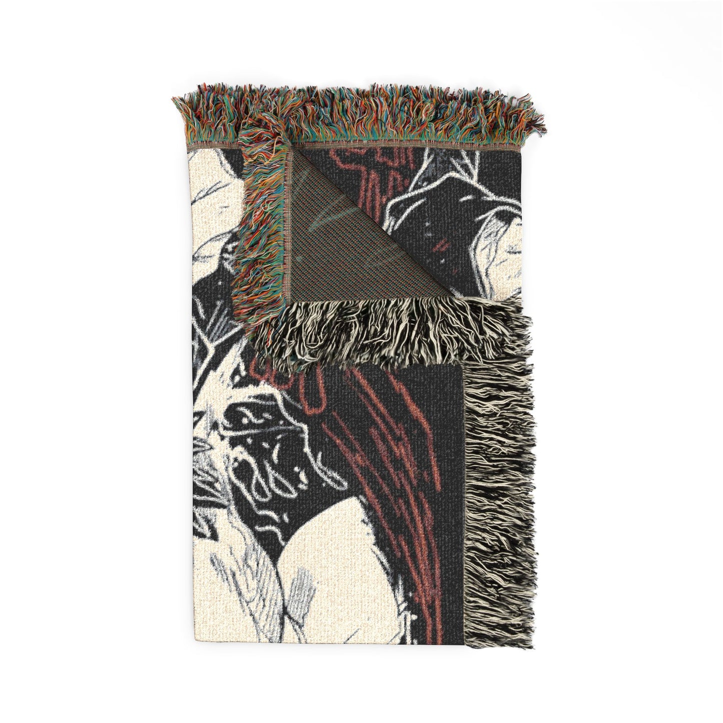 Woven Blanket — Dark Gothic Anatomical Skull Throw for Home Decor
