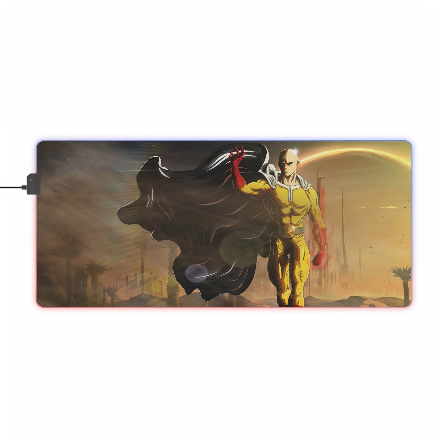 LED Gaming Mouse Pad — One Punch Man Scenic RGB Desk Mat