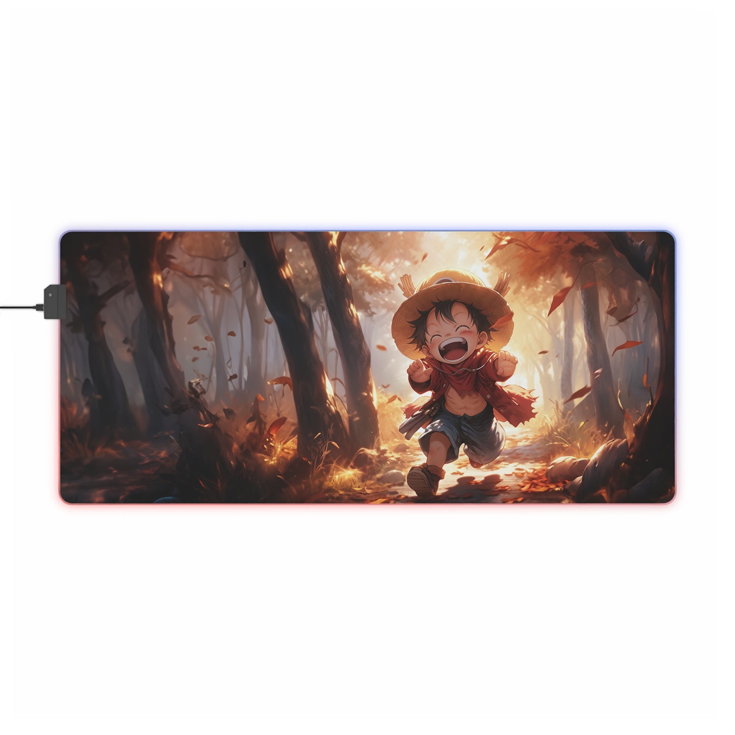 LED Gaming Mouse Pad — Anime Forest Luffy Design with RGB Lighting