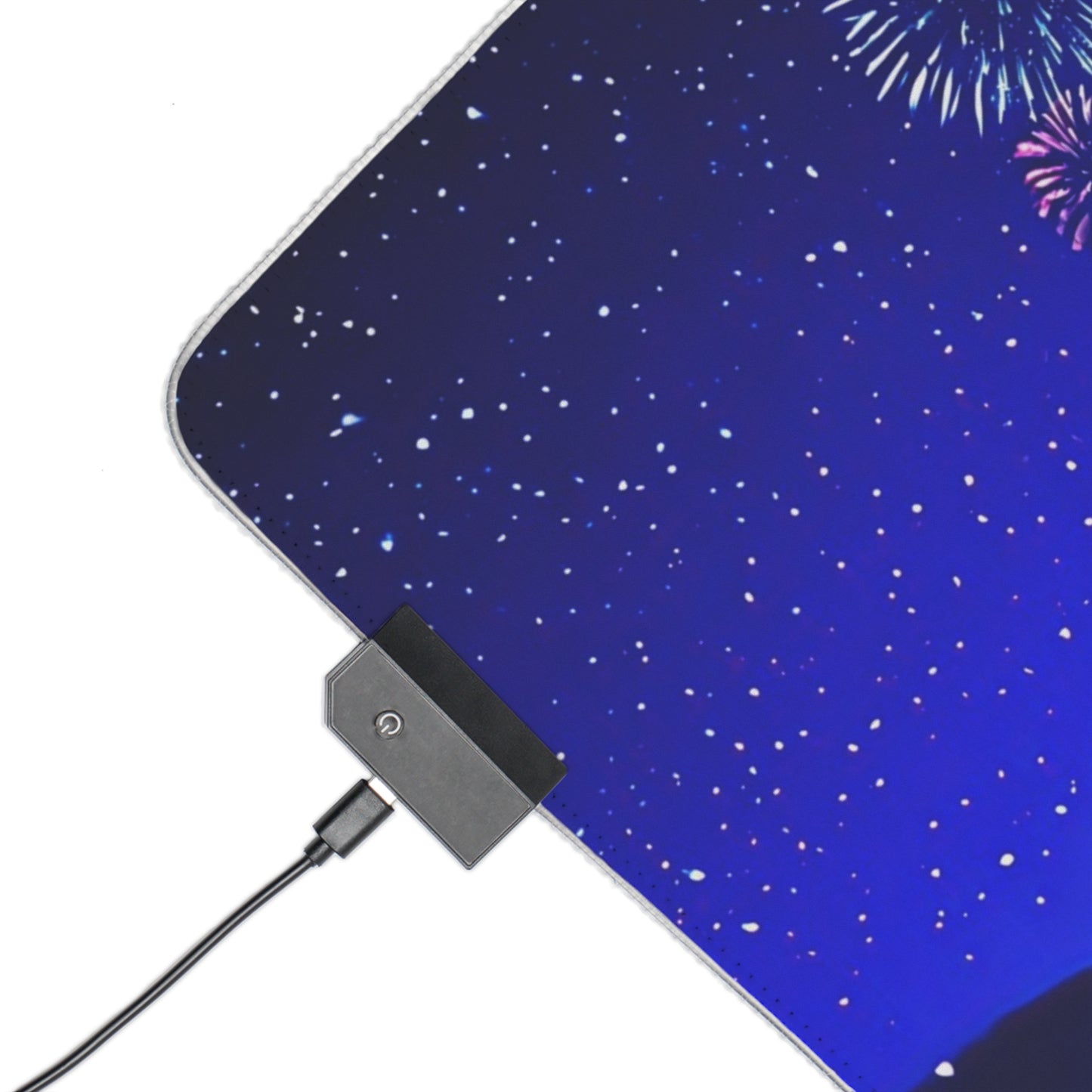 LED Gaming Mouse Pad — Anime Rooftop Fireworks RGB Desk Mat