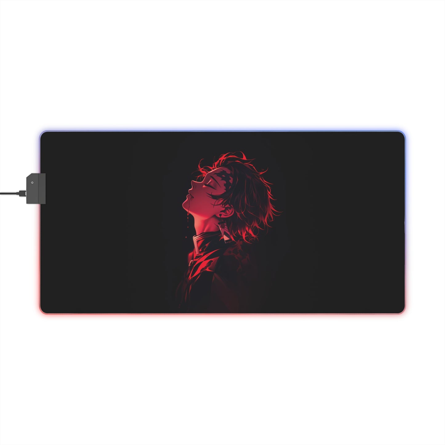 LED Gaming Mouse Pad — Red Anime Profile RGB Desk Mat