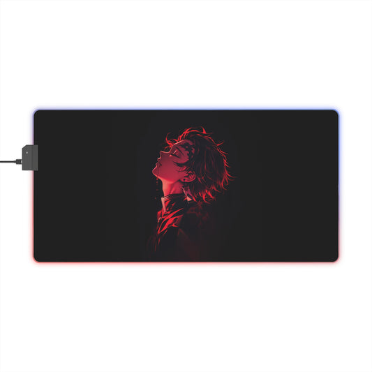 LED Gaming Mouse Pad — Red Anime Profile RGB Desk Mat
