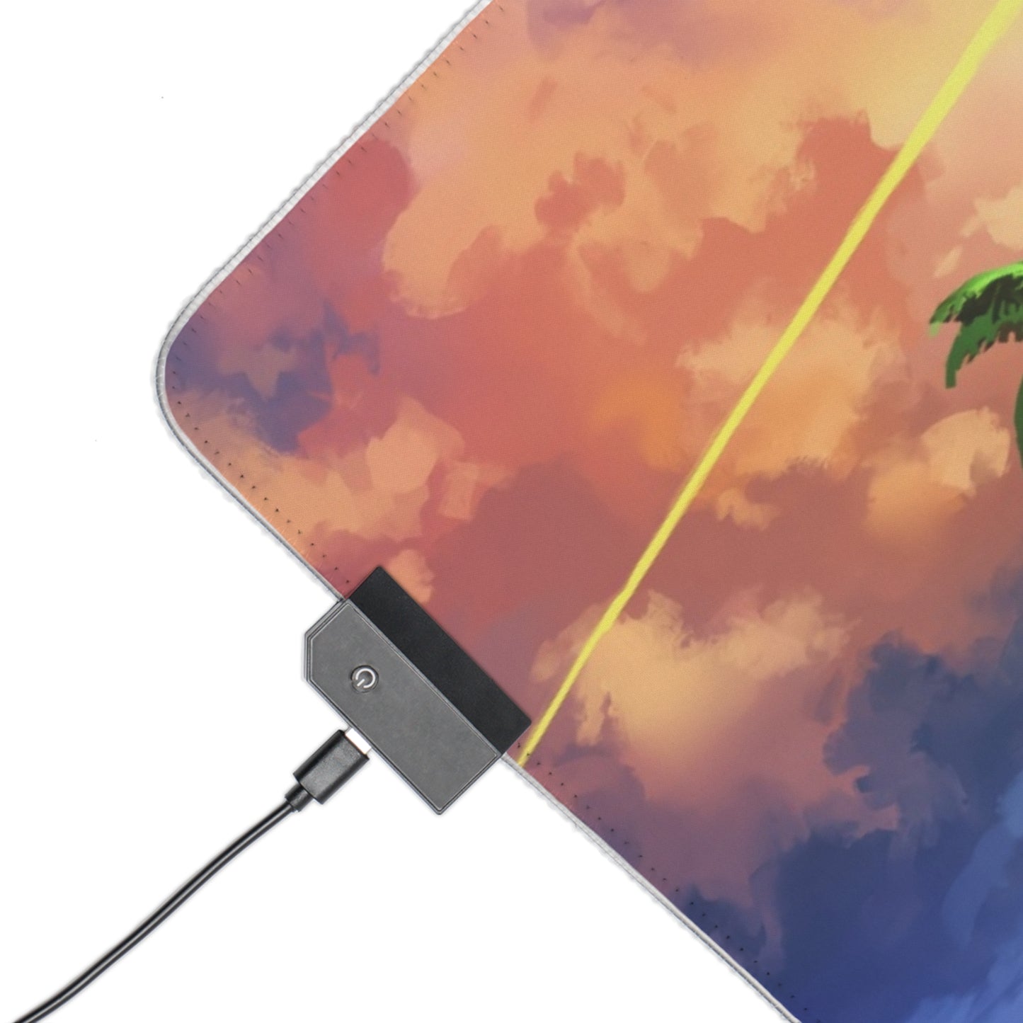 LED Gaming Mouse Pad — Tropical Island Anime Scene RGB Desk Mat