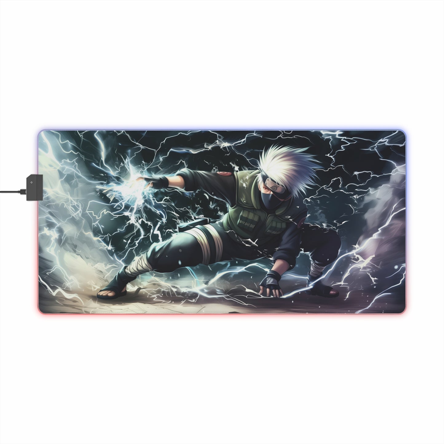 LED Gaming Mouse Pad — Anime Lightning Ninja RGB Desk Mat