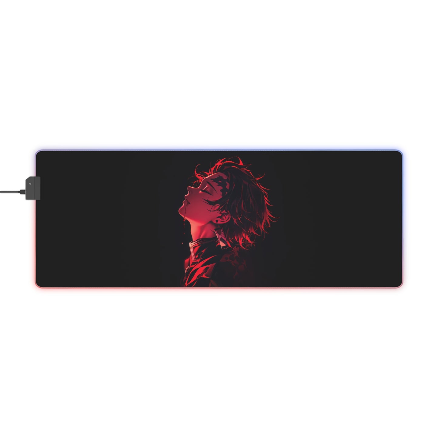 LED Gaming Mouse Pad — Red Anime Profile RGB Desk Mat