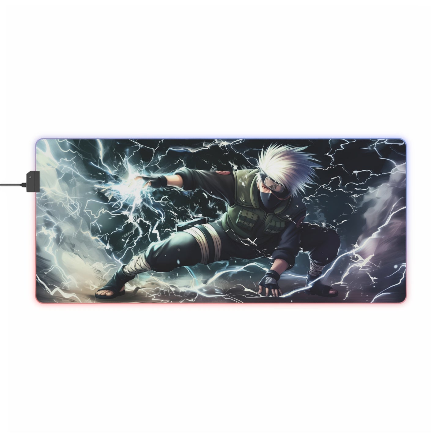 LED Gaming Mouse Pad — Anime Lightning Ninja RGB Desk Mat