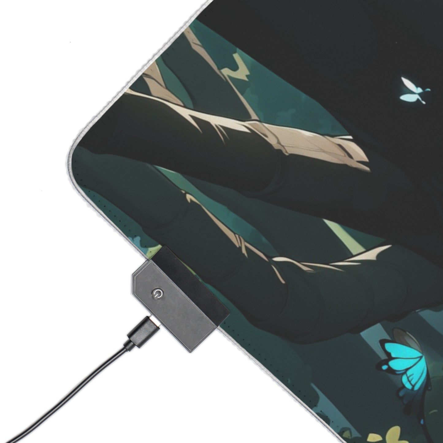 LED Gaming Mouse Pad — Enchanted Forest Anime Girl RGB Desk Mat