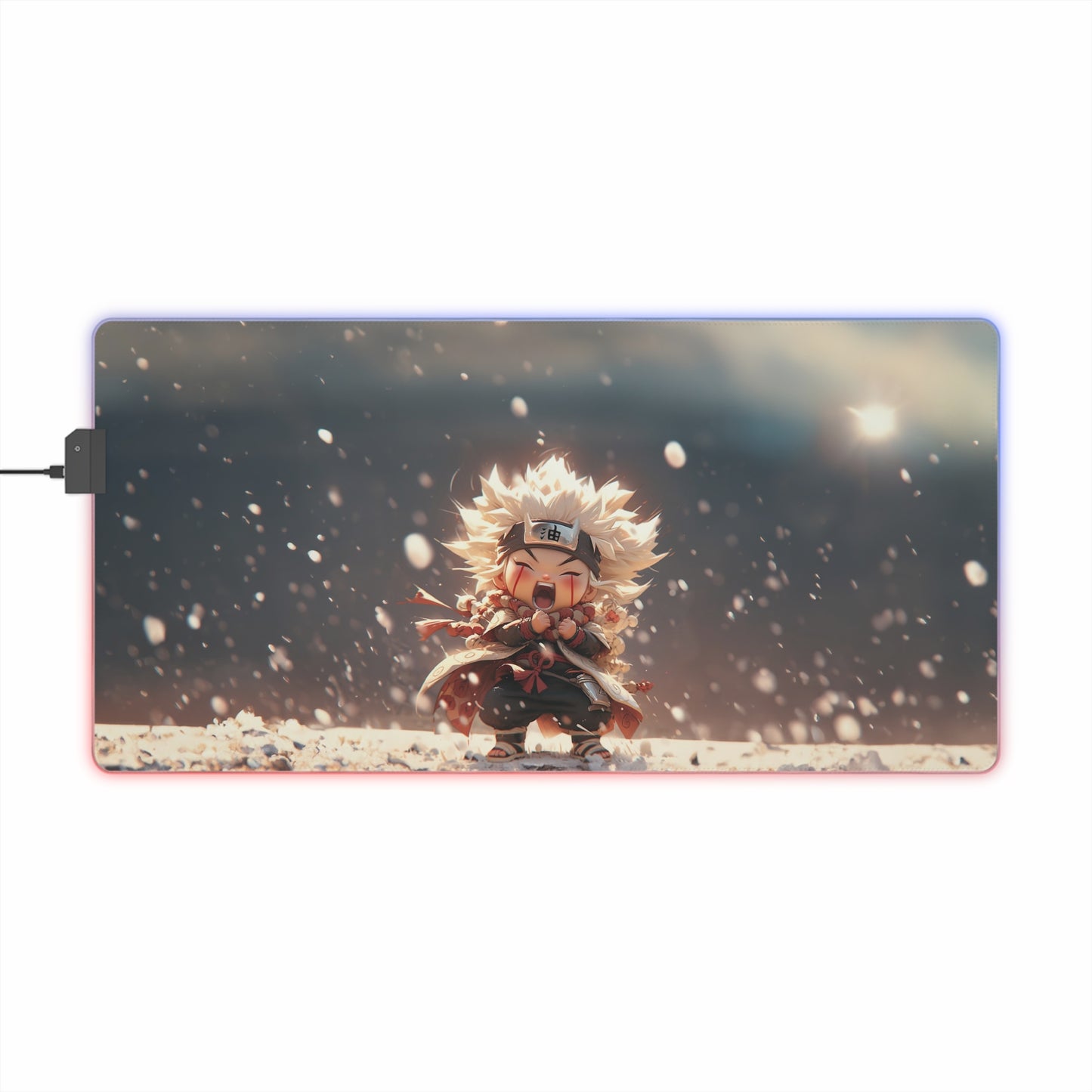 LED Gaming Mouse Pad – Chibi Anime Winter Battle RGB Desk Mat