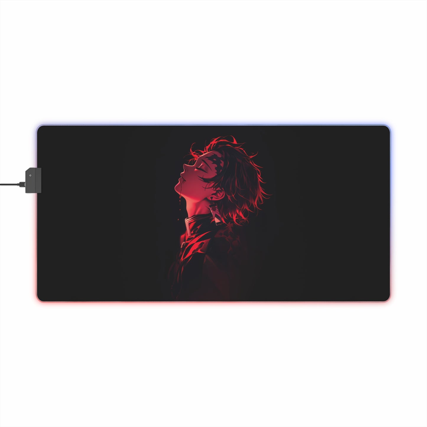 LED Gaming Mouse Pad — Red Anime Profile RGB Desk Mat