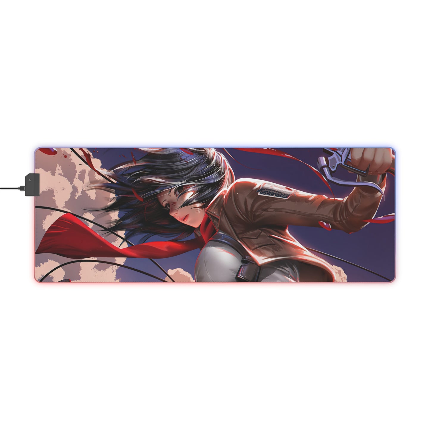 LED Gaming Mouse Pad — Anime Battle Scene RGB Desk Mat