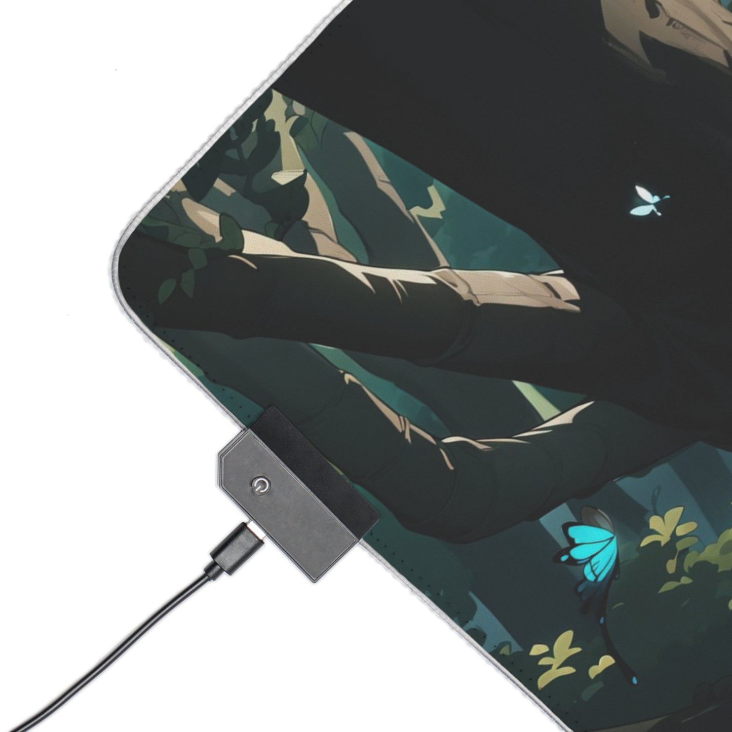 LED Gaming Mouse Pad — Enchanted Forest Anime Girl RGB Desk Mat
